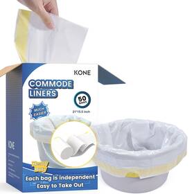 Kone 719081969556 50 Count Commode Liners Disposable Waste Bags Fits All Standard Bedside Porta
