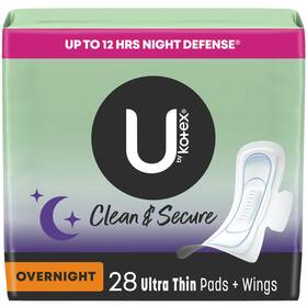 Kotex 036000536324 U By Clean And Secure Ultra Thin Overnight Pads