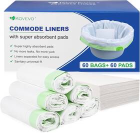 Kovevo 313052842833 60 Pack Commode Liners With Absorbent Pads Universal Fit Bedside Toilet