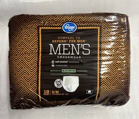 Kroger 041260382352 Mens S/m Maximum Absorbency Underwear With Discreet Contoured Shape 18ct-