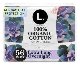 L. 073010717107 L. Extra Long Maxi Pads For Women Overnight Absorbency Organic
