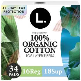 L. 073010719729 Ultra Thin Pads For Women Organic Cotton Top Layer Regular Regular/super