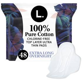 L Ultra 073010716766 L. Thin Pads With Wings Extra Long Overnight Absorbency Unscented 48 Ct