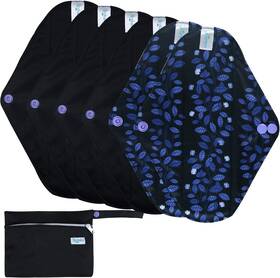 Leekalos 738634306846 Reusable Bamboo Cloth Pads Light Small Pack Of 6 Black Flower