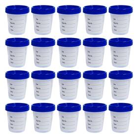 Lefubaby 720168925297 20 Pack 4oz Disposable Specimen Cups With Blue Screw-on Cap Cover
