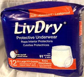 00120 Liv Dry 92684 Incontinence Underwear Xx-large Men And Women Red Pkg Of 12 Free Ship