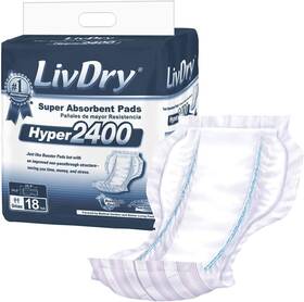 413b Livdry 850019521061 Incontinence Pad Insert For Men And Women Hyper 2400 18 Count