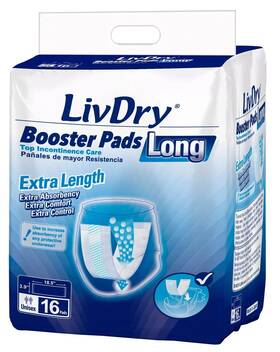 Livdry 850019521085 Incontinence Booster Pads Use With Adult Diapers For Women And Men 16ct