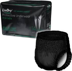 Livdry 850019521177 Mens Adult Incontinence Underwear Prem. Black Ultimate Large 3pk 42ct
