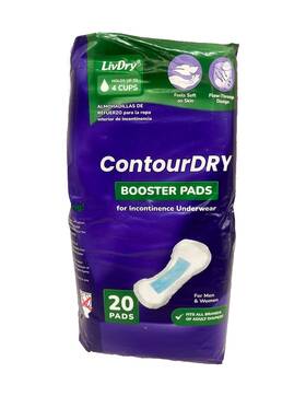 Livdry 850019521481 20 Count Contour Incontinence Booster Pads Adds Max Absorbency To Adult Diapers