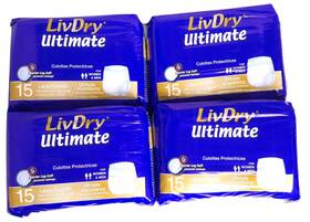 Livdry 892684001240 Ultimate Adult Incontinence Underwear Large 60 Count 40 Inch - 54 Waists