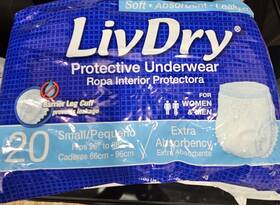 Livdry 892684001349 Adult Protective Underwear Extra Absorbency Size S 26 Inch -38 20 Ct