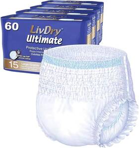 Livdry 892684001400 Ultimate Large Adult Incontinence Underwear 60 58 Ttl Pack Mens Womans
