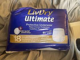 Livdry 892684001455 Ultimate Adult Incontinence Underwear High Absorbent Size Small 18 Pack