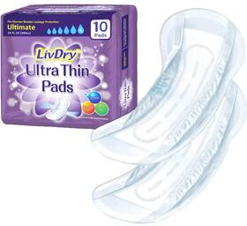 Livdry 892684001585 Incontinence Ultra Thin Pads Women Leak Protection Odor Control 60 Count