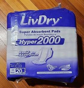 Livdry 892684001745 20 Ct Incontinence Pad Insert For Men And Women Unisex Extra Absorbent Pa