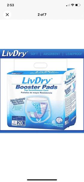 Livdry 892684001769 Incontinence Booster Pads Use With Adult Diapers For Women Or Men 20 Ct Livdry 892684001769 Incontinence Booster Pads Use With Adult Diapers For Women Or Men 20 Ct
