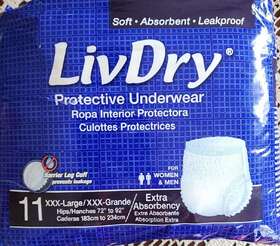 Livdry 892684001950 Eleven 11 Unisex Protective Underwear Size 3xl Barrier Leg Cuff