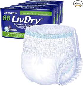 Ldu068s Livdry M Overnight Adult Diapers For Women And Men 68 Count
