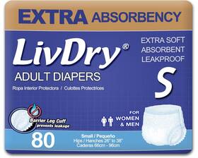 Liv080sm Livdry Adult Incontinence Underwear Extra Absorbency Diapers Leak Prote