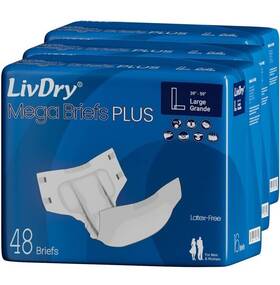 Livmbp048l Livdry Megabriefs Adult Briefs Incontinence Underwear 48 Ct Size L 39 Inch - 59 New