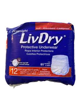 Pr-com-rt-x1101924 Livdry Adult Xxl Overnight Incontinence Underwear For Men And Women 12 Pack