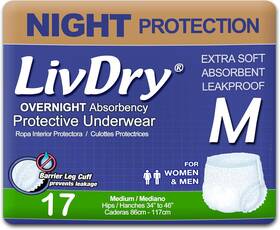 Livedo Usa Inc. 744111009452 Livdry Adult M Incontinence Underwear Overnight Comfort Absorbency Leak Protec
