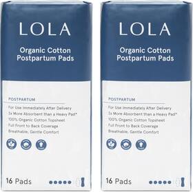 Lola 445051273219 Organic Cotton Postpartum Pads - Max Absorbency For Bleeding E