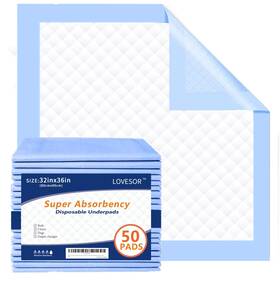 6060100 Lovesor 32 Inch X 36 50 Count Super Absorbency Blue White