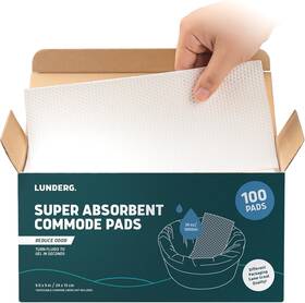 Lunderg 445011444482 Super Absorbent Commode Pads - Grade Value Pack 100 Count For Disposa