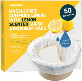 Lunderg 726084960985 Commode Liners With Absorbent Pads - Lemon Scent Medical Grade 50 Count
