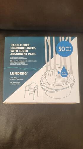Lunderg 727785012638 Commode Liners With Absorbent Pads 50 Bags And