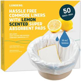 Lunderg 850040724042 Commode Liners With Lemon Scented Absorbent Pads - Value Pack 50 Count Univer