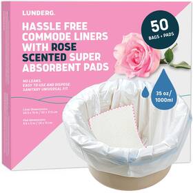 Lunderg 850040724172 Commode Liners With Absorbent Pads - Rose Scent Medical Grade 50 Count Univer