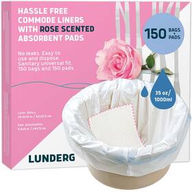 Lunderg 850040724189 150 Count Value Pack - Rose Scented Disposable Commode Liners And Absorbent P