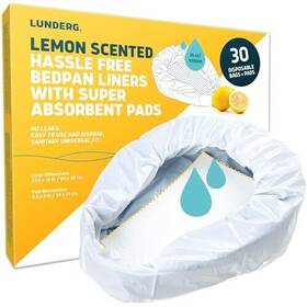 Lunderg 850040724219 Bedpan Liners With Lemon Scented Super Absorbent Pads - Value Pack 30