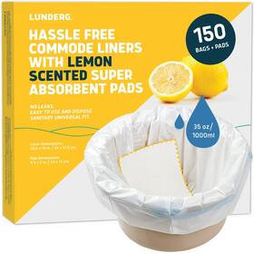 Lunderg 850040724400 Commode Liners With Absorbent Pads - Lemon Scent Medical Grade 150 Count Univ