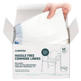 Lunderg 850040724684 Commode Liners - Value Pack 50 Count Universal Fit Bedside D