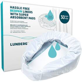 Lunderg 850040724912 Bedpan Liners With Super Absorbent Pads - Value Pack 30 Count Medical Grade