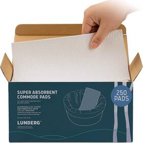 Lunderg 850040724936 Super Absorbent Commode Pads - Medical Grade Value Pack 250 Count For Bedsi