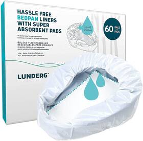 Lunderg 850040724943 Bedpan Liners With Super Absorbent Pads - Value Pack 60 Count Medic