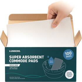 Lunderg 850040724950 Super Absorbent Commode Pads - Value Pack 100 Count For Bedside L Inch