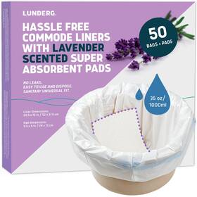 Lunderg 850066071014 Commode Liners With Lavender Scented Absorbent Pads - Value Pack 50 Count Uni