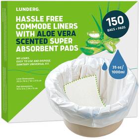 Upc-lun-aloelinpad150 Lunderg Commode Liners With Absorbent Pads - Aloe Scent Medical Grade 150 Count Unive