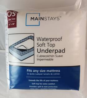 White-ms16-007-222-17 Mainstays Waterproof Soft Top Underpad One Size 35 Inch X48 Fit Any Mattress