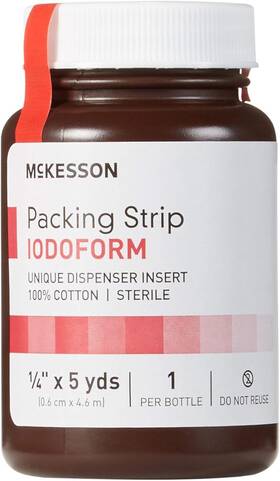 59142100 Mck Brand Mckesson Packing Strip Sterile Iodoform 100% Cotton 1/4 In X 5 Yds 1 Count