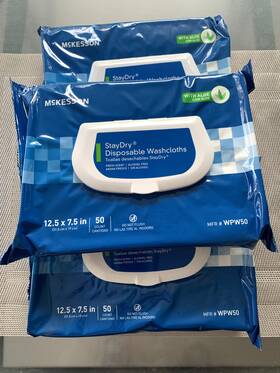 Mckesson 313088293258 Disposable Wipe - Large Adult Body And Incontinence Washcloths 3 Packs