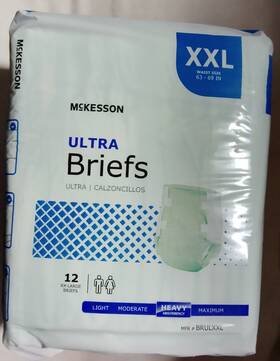 Mckesson 612479190283 12 Ultra Heavy Absorbent Adult Disposable Brief Diapers Xxl Tab Closure