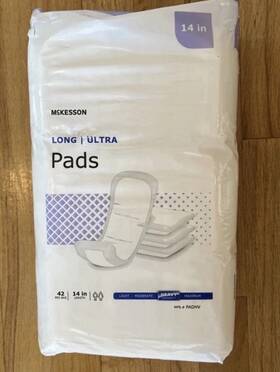 Mckesson 612479190917 4 Packs - 42 Each Long Ultra Incontinence Pads 168ct