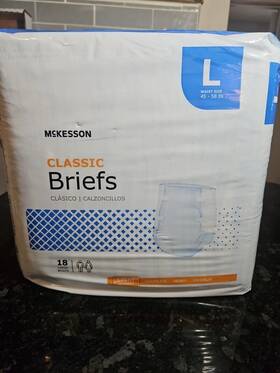Mckesson 612479197558 Briefs Large Cloth Diapers 18 Count - 1 Pack Brbrlg